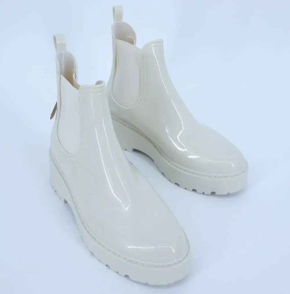 STEVE MADDEN Sahara Rain Boot Bone White Platform Pull On Waterproof Women's 9